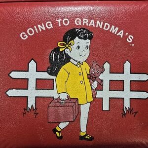 Red 'Going to Grandma's' Suitcase Vintage